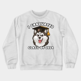 Cute Husky I Graduated Class Of 2024 Crewneck Sweatshirt